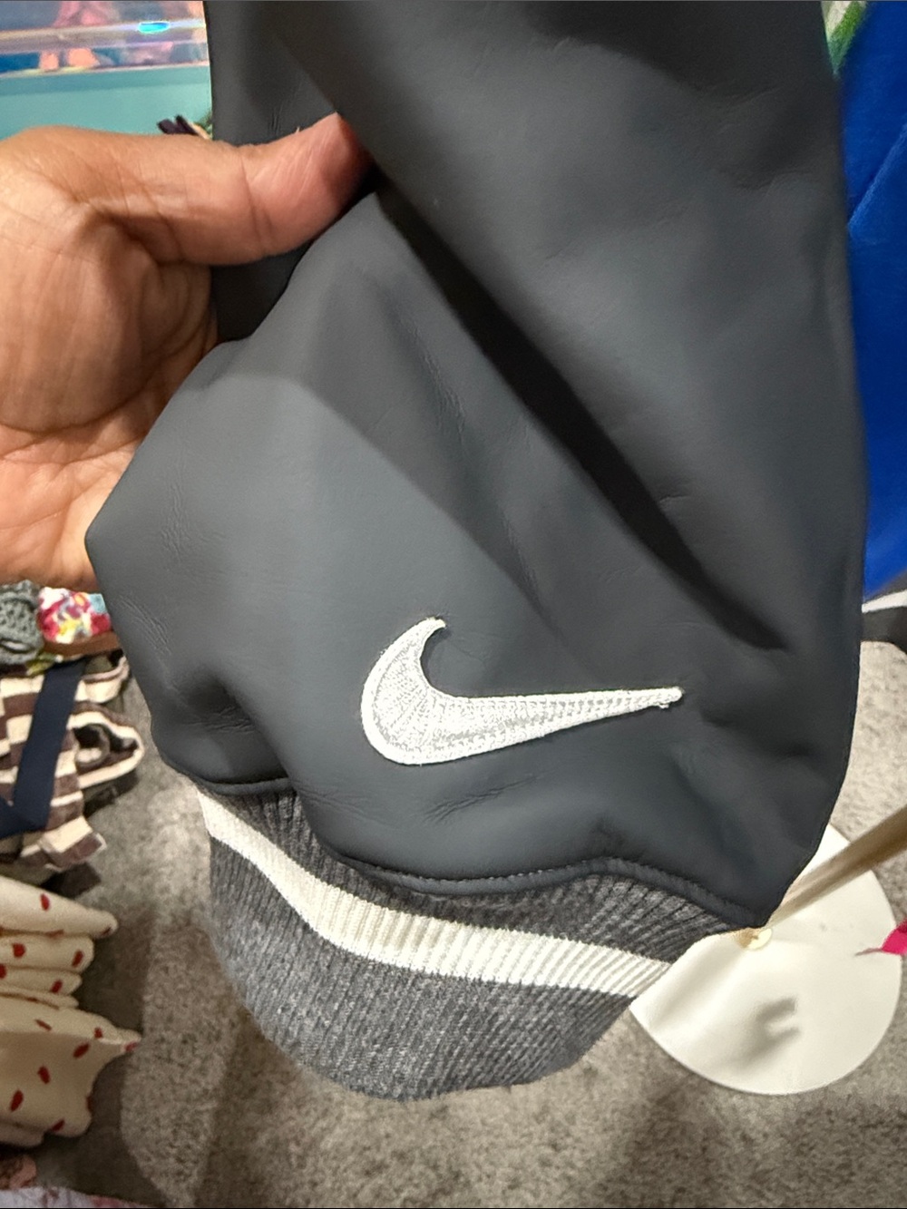 New with Nike Men Team Royal Letterman Jacket Pockets XL BLUE GRAY - Picture 11 of 11